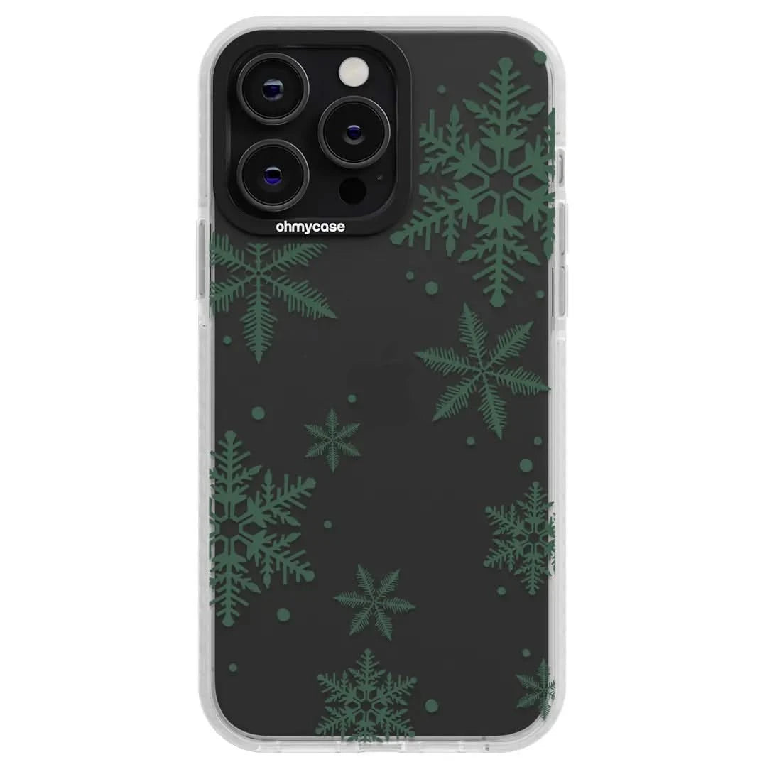 Coque - Christmas Edition - Snowflakes (vert) - OHMYCASE