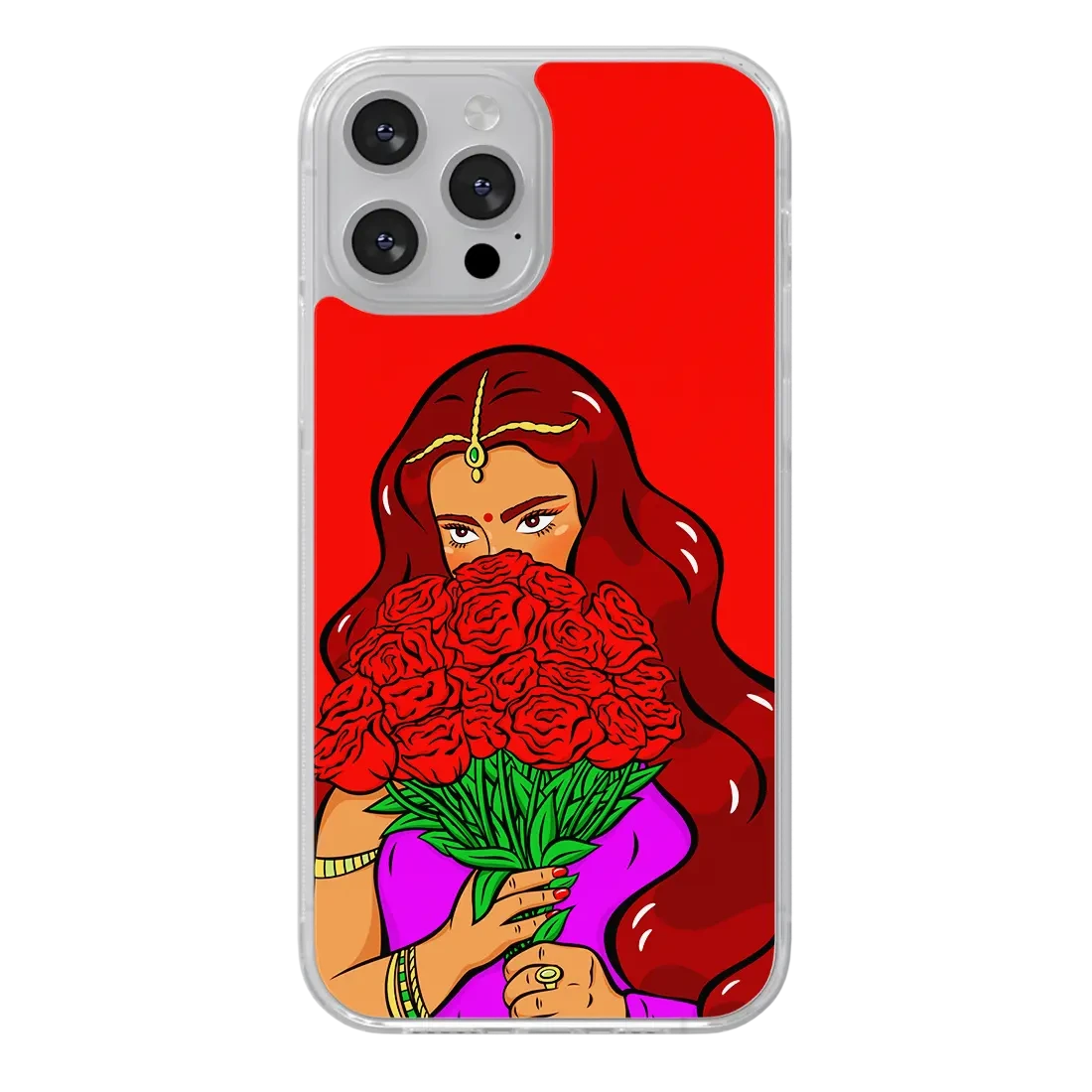 Indian girl and roses - Jenny Rattina