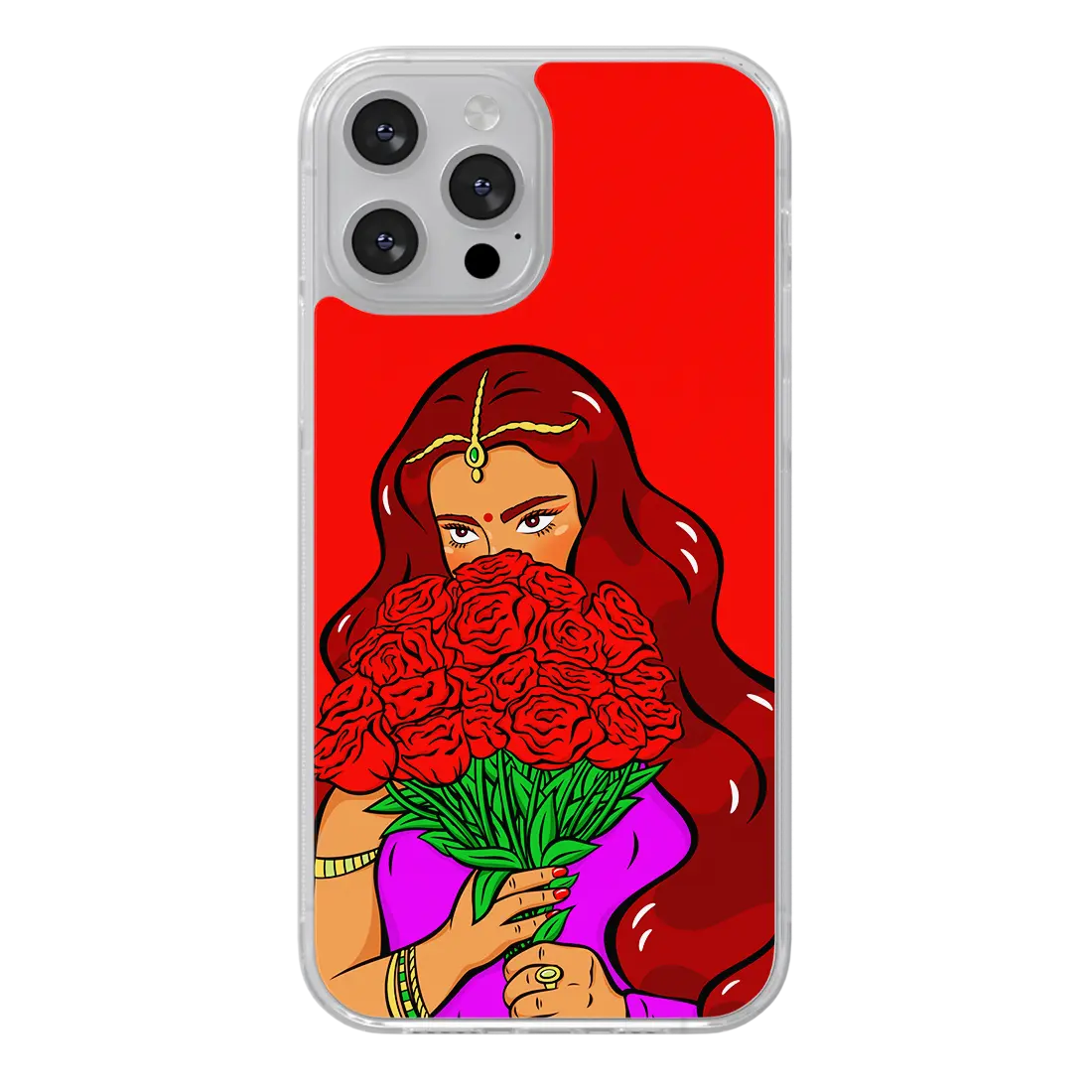 Indian girl and roses - Jenny Rattina