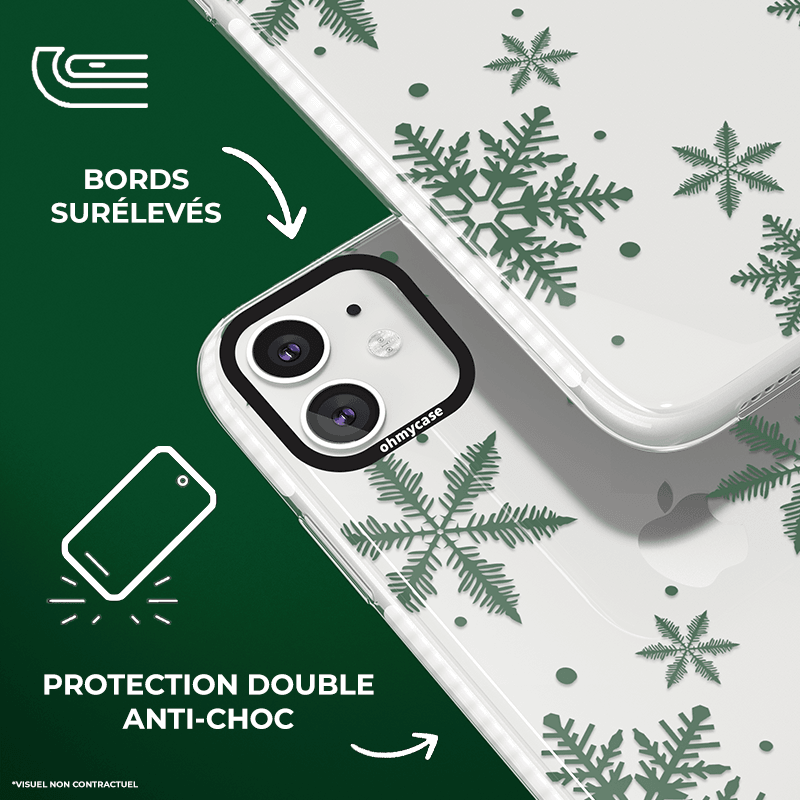 Coque - Christmas Edition - Snowflakes (vert) - OHMYCASE